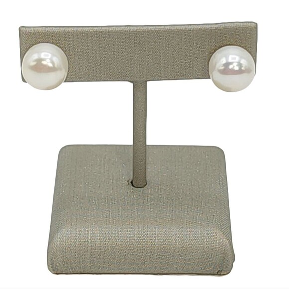 Unbranded Jewelry - 925 Sterling Silver 10mm Button White Cultured‎ Freshwater Pearl Stud Earrings